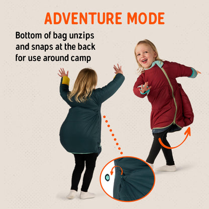 Kelty Space Cadet Infant and Toddler Sized Arms-Out Sleeping Bag, 30-40F Degree Rated, 8M-4T, Fleece-Lined Hand Covers (40F / 2-4T)