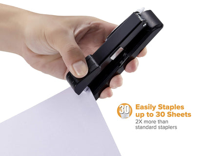 Bostitch Office B8 PowerCrown Travel & Desktop Stapler, 30 Sheet Capacity, Durable Metal, Black.