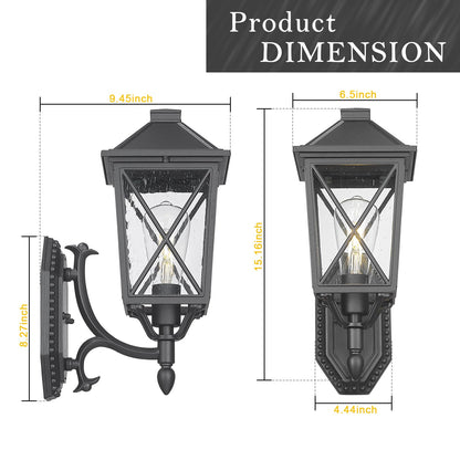 Darkaway Outdoor Wall Light Fixture,Outside Porch Lights Wall Mounted Seeded Glass Exterior Waterproof Lantern Modern E26 Socket Wall Sconce Lighting for Front Door Yard Patio