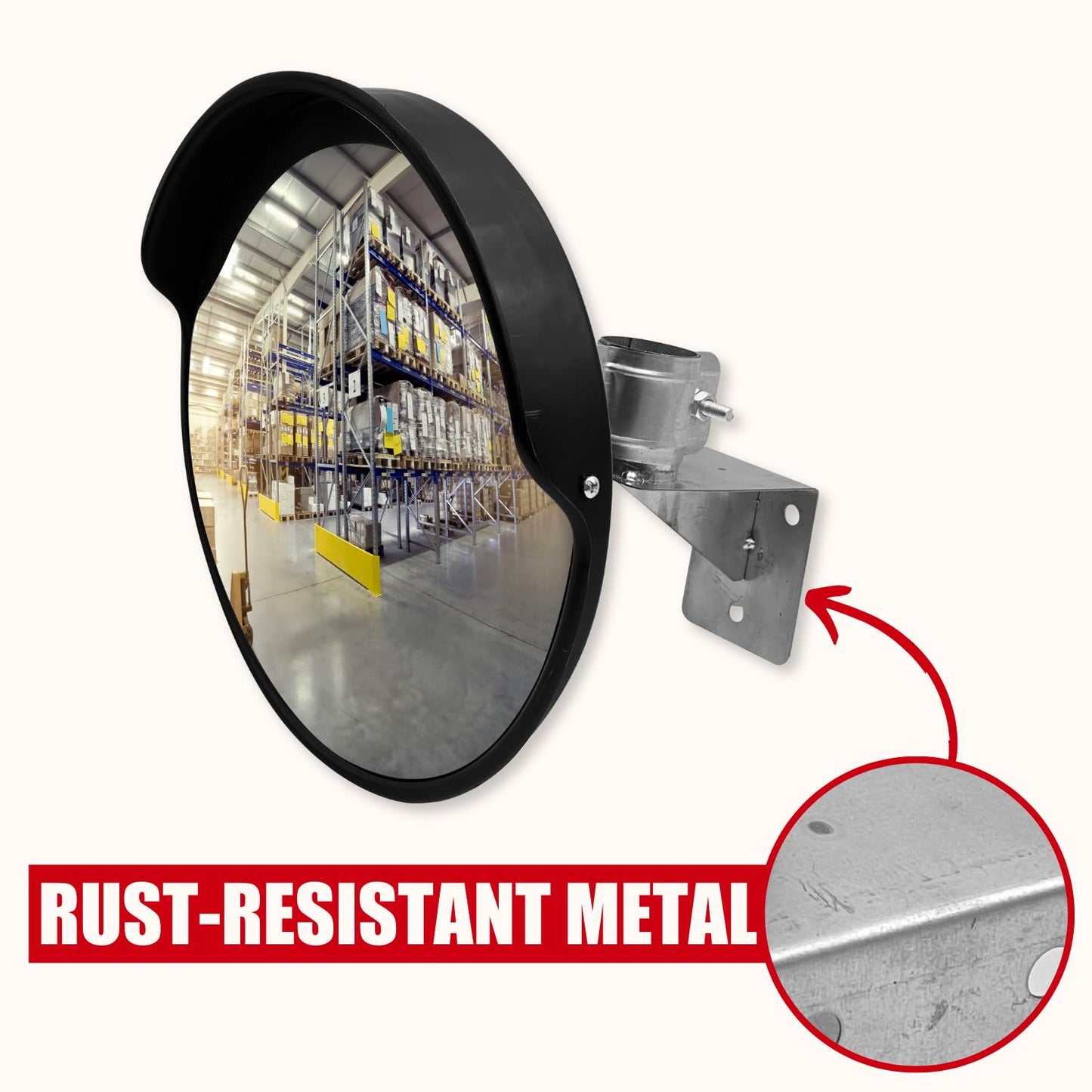 SecurityMan Large 24 Inch Convex Mirror for Blind Spots - Shatterproof Polycarbonate, 180° Wide View for Driveways, Intersections, Warehouses, Roads, and Large Areas - Indoor & Outdoor Security Mirror