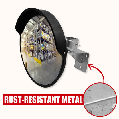 SecurityMan Large 24 Inch Convex Mirror for Blind Spots - Shatterproof Polycarbonate, 180° Wide View for Driveways, Intersections, Warehouses, Roads, and Large Areas - Indoor & Outdoor Security Mirror