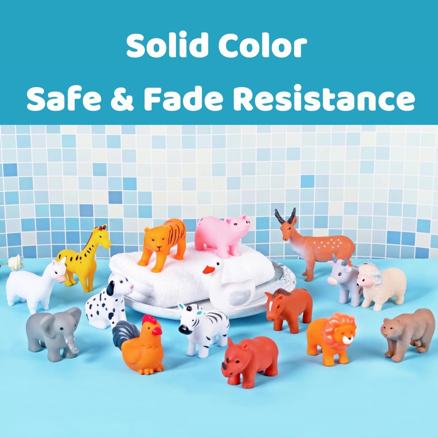 WQTHE Baby Bath Toys, for Infants 6-12& Toddlers 1-3, No Hole Bathtub Toys (Animals Combo Ⅲ, 16 Pcs)