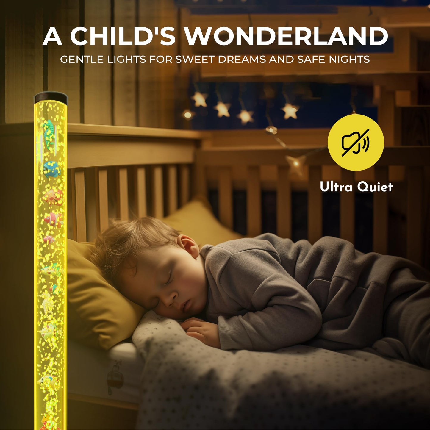 Brewish 4FT Sensory LED Water Bubble Tube Lamp with 16 Color Changing Night Light Effects, Fake Aquarium Tank & Gift for Kids, Autism, Remote Control & 12 Fishes (Wall Bracket Included)