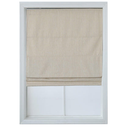 Everyday Celebration Roman Shades for Windows, Room Darkening, Cordless Pull Down, Woven Fabric Blinds & Shades, Vanilla, 23" W x 64" H