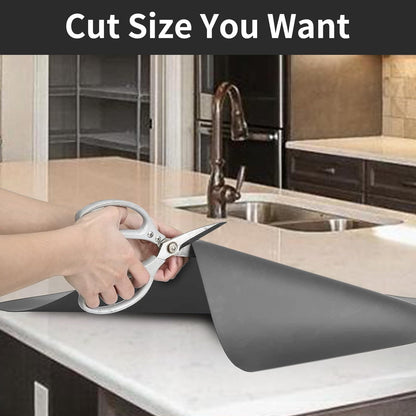 Super Large Silicone Mat, 120"x24" Silicone Mats for Kitchen Counter, Non-Slip Heat Resistant Mat,Thicken Kitchen Counter Mat, Waterproof Countertop Protector for Craft (Light Grey)