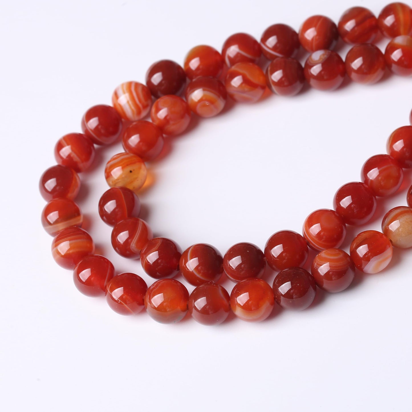 Natural Red Striped Agate Stone Beads Gemstone Round Crystal Energy Jade Beads Stone Beads for Jewelry Making DIY Bracelet Necklace Jewelry Making 1 Strand 15.5inch 35PCS 10MM