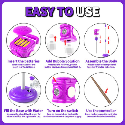 Bubble Machine for Kids, Automatic Bubbles Blower Maker for Kid Toddlers, 2-In-1 Remote Control Street Lamp Bubble Maker with Adjustable Height, Bubble Maker for Wedding Birthday Party Camping Outdoor