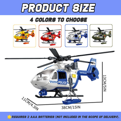 ANJARU Helicopter Toy with Lights and Sound,Simulative Rescue Helicopter Vehicles Toys for Kids Aged 3 and Up,Pull-Back Propeller Army Toys Toddler Kids Boys Gifts (Police Helicopter)