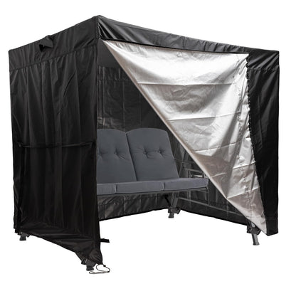 WEIMELL Waterproof Outdoor Swing Cover 3 Triple Seater Garden Patio Proch Swing Cover All Weather Protection 3 Seat Swing Canopy Covers Black (86L x 48D x 67H inches)