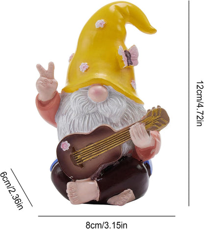 Garden Hippie Gnome Decor Statue,Funny Garden Gnomes with Peace Sign Decor Outdoor ，for House,Lawn,Patio and Porch, Gifts for Friend,Family. (Yellow)