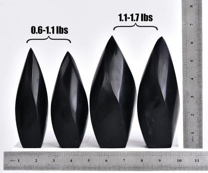 JIC Gem Large Healing Crystal Tower Black Obsidian 4 Sides Spiral Obelisk Point Energy Gemstone Home Decor 1.1-1.7 Lbs