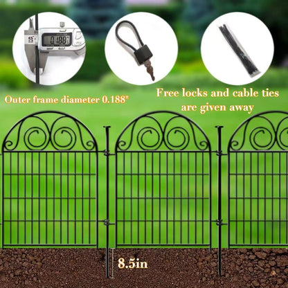 Getlay Tall Garden Fence Animal Barrier with Gate, 32 in(H) 16 Panels Garden Fences and Borders for Dogs, Dog Fence Outdoor for Yard, Total Length 35 Ft Metal Temporary Fencing│Patented