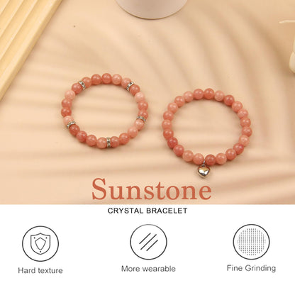 GDLKPYHS Healing Bracelets for Women - Sunstone Bracelet - Healing Prayers Crystal Bracelet, 8mm Natural Stone Stress Relief Yoga Beads Get Well Soon Gifts