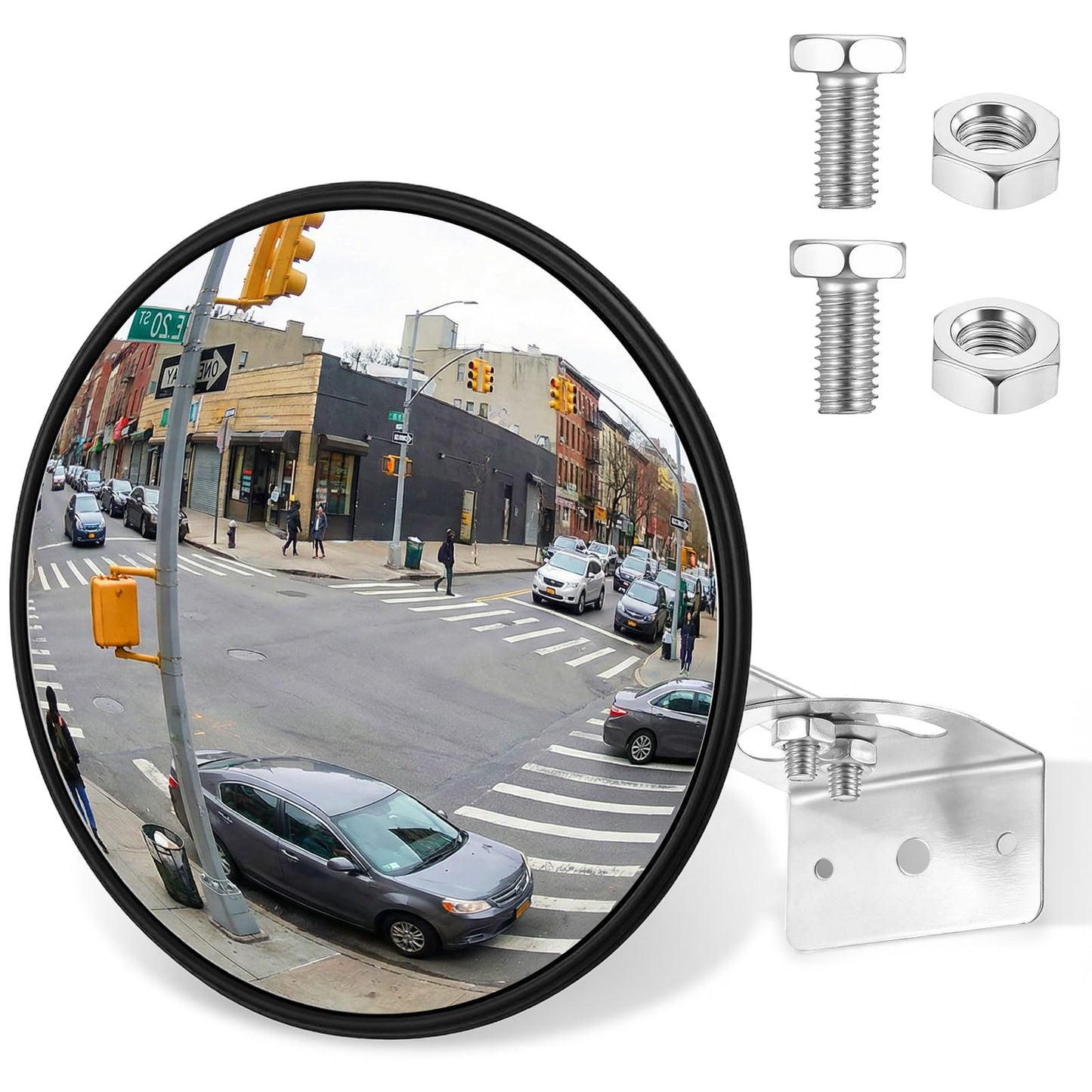 QFGasre 12 Inch Acrylic Convex Mirror, Adjustable Wide Angle Indoor Security Mirror Thick Acrylic Blind Spot Mirrors for Indoor and Outdoor Warehouse Offices