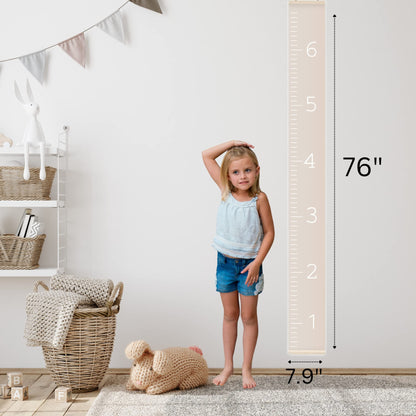 Morxy Canvas Growth Chart for Kids - Unisex Kids Room Wall Decor - Measuring Height Chart- Wall Tape with Height Chart for Kids (Canvas, Plain Beige)