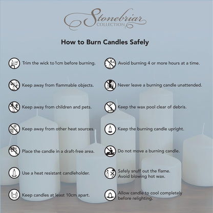 Stonebriar Unscented White Tall Pillar Candles, 65 Hour Burning Candle Pillars, Perfect for Decor, Weddings, Emergencies 3" X 6", 6 count