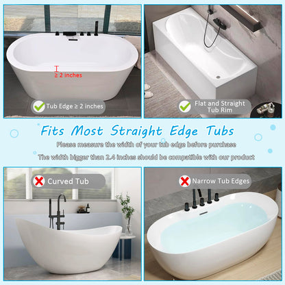Longer Bathtub Splash Guard for Kids, Soft Silicone Tub Water Guards Toy Tray Holder for Toddlers, Bathtub Topper Splash Guard with Strong Suction Cups, Prevent Water Spills in Bathroom (2.6FT Grey)