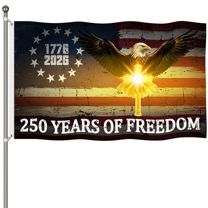 250 Anniversary USA Flag,3x5 Ft Double Sided 3 Ply 250th Anniversary Flag,250 Years of Freedom Flag,4th of July 1776-2026 Patriotic Yard Banner for Outdoor Garden Decor