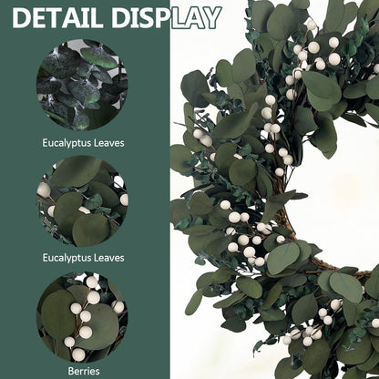 YIYSONRK 26" Preserved Eucalyptus Wreath for Front Door Large Wreaths Natural Eucalyptus Real Touch Everlasting Summer/Spring/Fall Wreath Fresh Green Environmentally Friendly Decor for Home