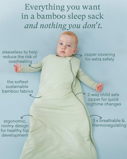 PurComfy Supersoft Sleep Sack 1.0 TOG, Premium Bamboo Viscose Baby Sleeping Bag, 2-Way Safe Zipper Sleep Sacks 6-15 Months (Forest)