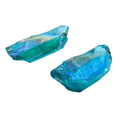 Amazing Gemstone Aqua Aura Quartz Raw Crystals Point and Healing Stones, Natural Rocks for Meditation and DIY Raw Stones and Crystals (1 lb)