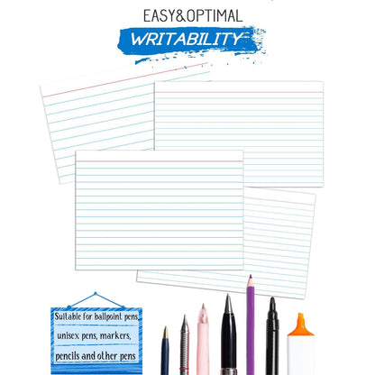 White Index Cards 5x7, Ruled Index Cards, Flash Cards for Studying, File Note Cards, Study Cards, Flash Cards, 100 Pcs Lined Index Flashcards for Office and School Supplies