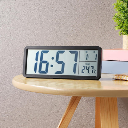 Healifty Digital Wall Clock Battery Operated: LED Electronic Desk Clocks with Large Display Date Temperature, Modern Alarm Timer for Living Room Bedroom Decor