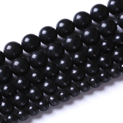 36PCS 10mm Natural Shungite Black Stone Beads for Jewelry Making Round Loose Beads DIY Bracelets Necklaces Energy Crystal Healing (Shungite Beads, 10mm)