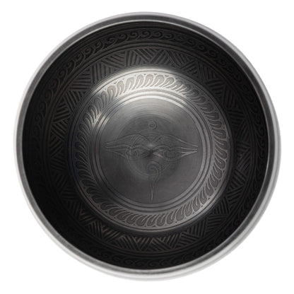 Tibetan Singing Bowl Set - Easy To Play Authentic Handcrafted For Meditation Sound Chakra Yoga Healing 4 Inches By Himalayan Bazaar (Black & Orange)