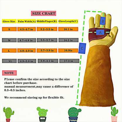 wfkwcxw Heavy Duty Cowhide Gardening Gloves-Thorn Proof & Adjustable-Perfect for Cactus,Roses,Weeding,Snake Handling&Poison Ivy Protection,Yellow, Small