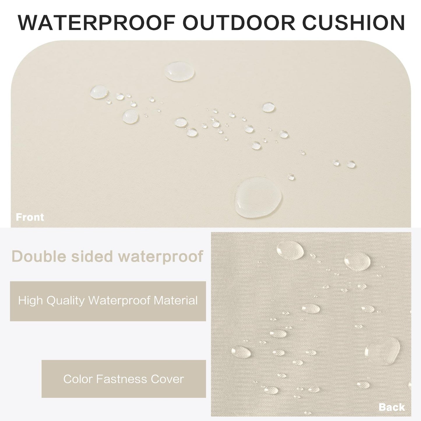 YIJIAN HOME Outdoor Bench Cushion 4 inches Memory Foam Waterproof Patio Furniture Bench Cushion Porch Swing Cushion with Handle and Adjustable Strap, 36 x 18 Inch Cream