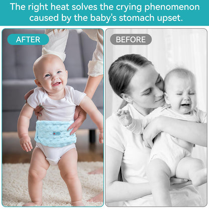 Colic and Gas Relief for Newborns and Infants, Flaxseed Heated Tummy Wrap - Microwaveable Baby Heating Pad with Soothing Warmth, Natural Relief for Gas and Upset Stomach, Bule
