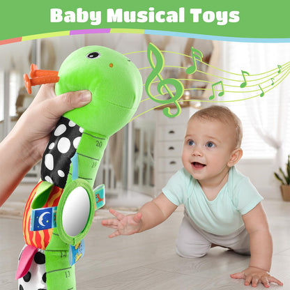AWOTOY Baby Toys 6-12 Months Music Caterpillar Infant Toys Stuffed Animals 0-3-6 Months Tummy Time Teething Sensory Toys with Mirror Rattle&Pull String Boys Girls Birthday Gifts Easter Basket Stuffer