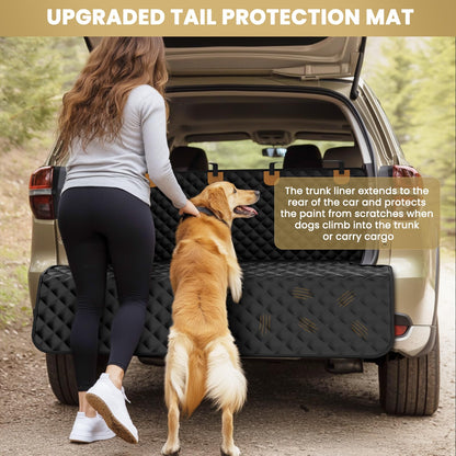BONTHEE Waterproof SUV Dog Cargo Liner Mat - Heavy Duty Pet Seat Cover for SUV Sedan Van, Non-Slip Back Trunk Protector with Bumper Guard, Large Universal Fit (Black)