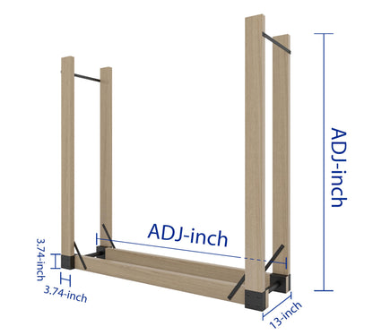 Kingson Adjustable Firewood Rack Bracket Kit, Heavy Duty Log Storage Holder, Metal Fireplace Wood Stand for Outdoor Indoor Patio Deck, Freestanding Fire Wood Rack with Rust-Resistant Finish