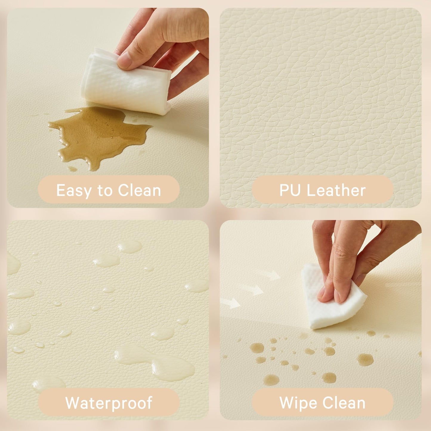 ILPEOD Waterproof Baby Play Mat for Floor Memory Foam 47 * 47 Cushion Playpen Playmat Tummy Time Crawling Mat Nursery Rug Thick Pad Create Soft & Safe Area for Infants,Toddler,Kids,Beige