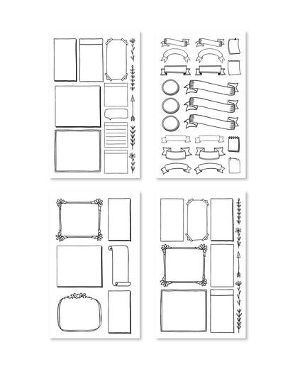 Rongrong Bullet Journal Sticker Book for Planners, Calendars, Journals and Projects – Premium Quality Hand Drawn Perfect for Adding Flair to Your Bullet Journal – Scrapbook Accessories – 24 Pages