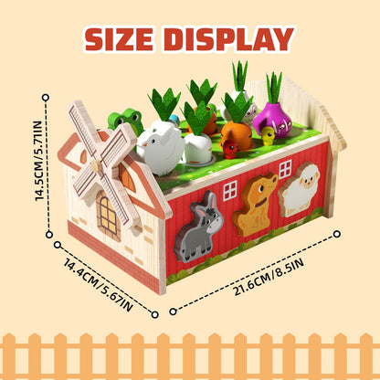 JAUNTY Montessori Toy for Toddlers 1 2 3 Years Old, Wooden Farm Shape Sorting Toy for Baby Boys Girls 1-3, Educational Learning Sensory Toy 1 Year Old Gift for 1st First Birthday