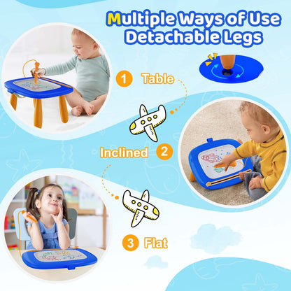 Kikidex Toddlers Toys Age 1-3, Magnetic Drawing Board, Toddler Girl Toys for 1-2 Year Old, Doodle Board Pad Learning and Educational Toys for 1 2 3 Year Old Baby Kids Birthday Gift (Dark Blue)