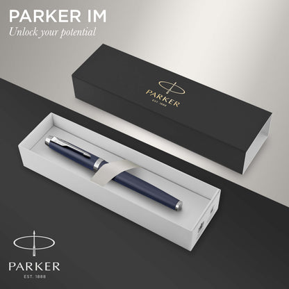Parker IM Rollerball Pen, Matte Blue, Fine Point, Includes Black Ink Refill - Smooth Writing, Sleek, Polished, Professional, Desk Essentials