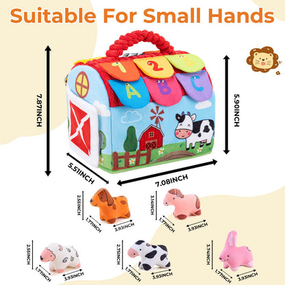 Eaistose Baby Toys 6-12 Months, Barn with Stuffed Farm Animals, Montessori Toy for Babies, Sensory Toys for Toddlers 1-3, Portable Baby Farmhouse Toy, Birthday Gift for Infants & Toddlers
