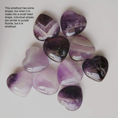 Loveliome 4 Pcs Natural Amethyst Love Heart Pocket Stone Healing Chakra Worry Stone(1 Inch)