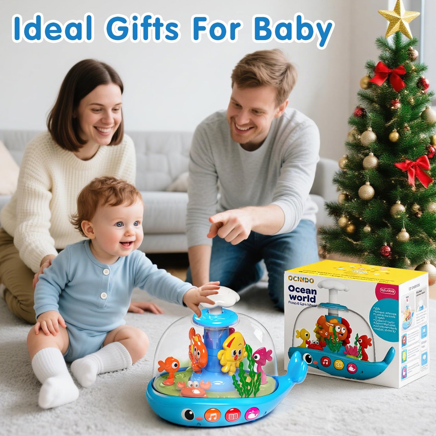 Baby Toys 6-12 Months, Press & Glow & Spin Infant Toys, Cause and Effect Baby Musical Toys Educational Toy for 1 Year Old, 1st Birthday Gifts for 6 7 8 9 10 11 12Month