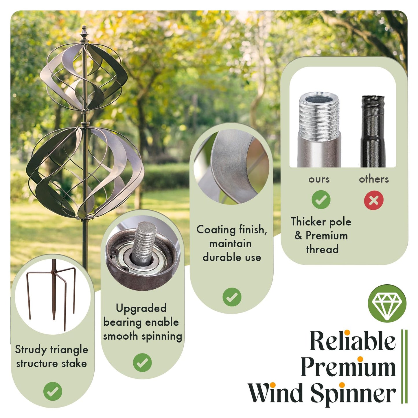 Winwindspinner Wind Spinners Outdoor Metal - Large Kinetic Wind Spinner for Yard Garden, Windmills Lawn Ornament Décor for Lawn Patio (Height 84")