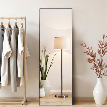 Aidoly Mirror Full Length, Upgraded 16"x59" Body Wall Mirrors with Shatter-Proof Glass, Floor Standing, Hanging or Leaning, Tall Mirror with Stand Aluminum Alloy Frame for Bedroom Cloakroom
