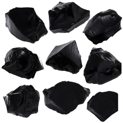 1Lb Black Obsidian Crystal Rocks Raw Stones for Tumbling, Black Obsidian Crystals Bulk Rough Gemstone for Jewelry Making, Healing, Meditation, Sculpture