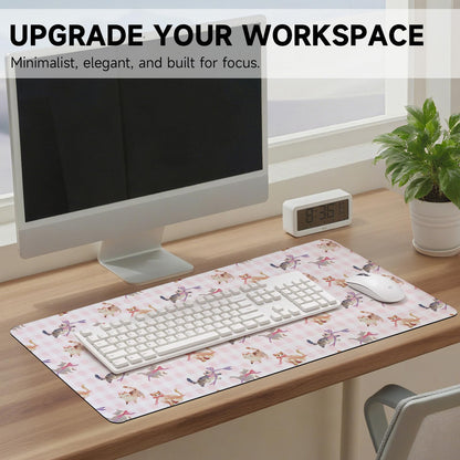 AUPET PU Leather Desk Pad Protector Blotter, Animal 35 x 17in Large Mouse Pad,Cute Office Desk Mat,Waterproof Non-Slip Desk Writing Drawing Pad for Office Home Game (Cats with Bow tie)