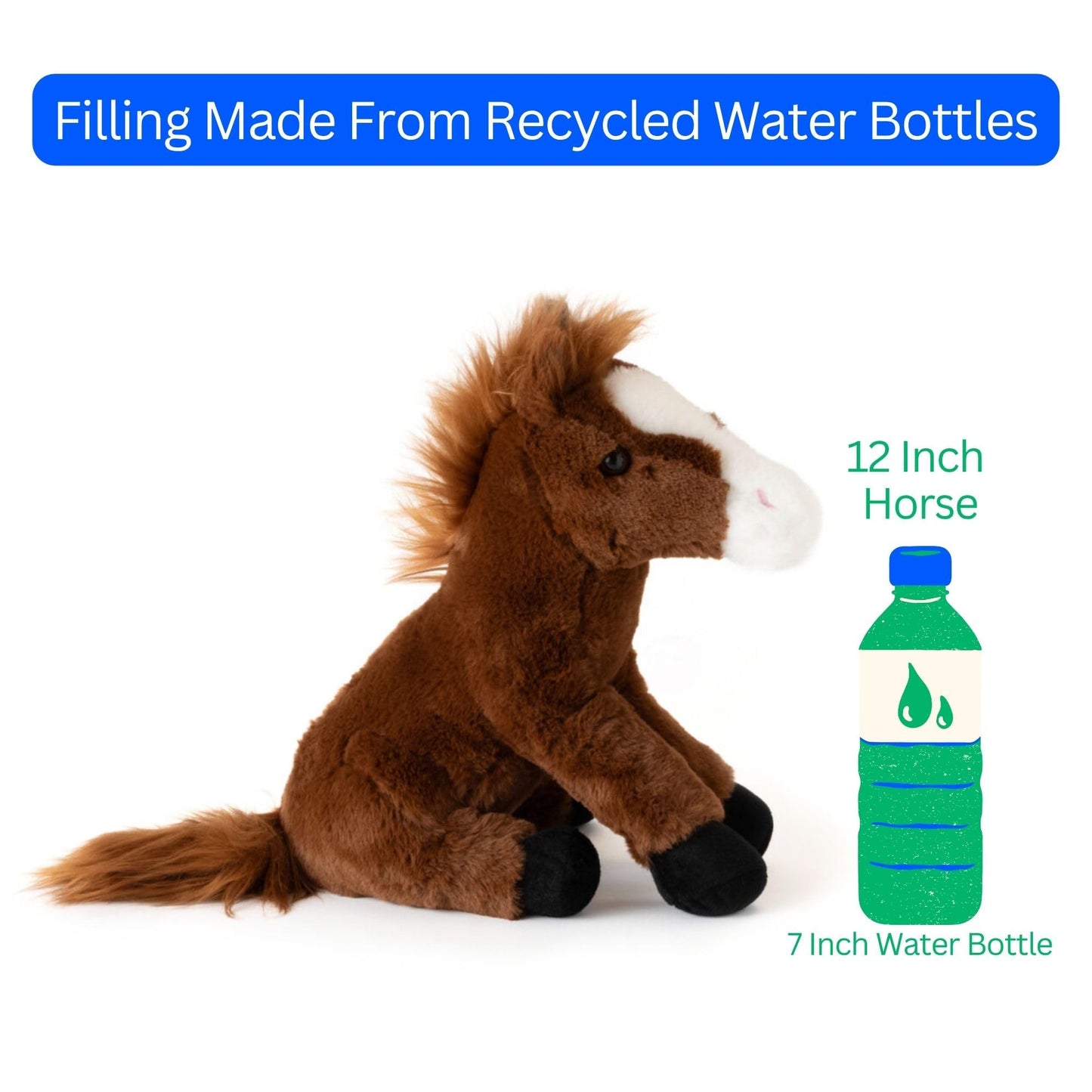The Petting Zoo Horse Stuffed Animal Plushie, Gifts for Kids, Wild Onez Farm Animals, Horse Plush Toy 12 inches