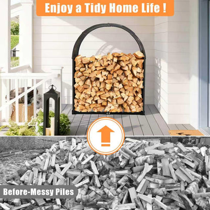 XGMDD Heavy Duty Firewood Rack with Top Cover, Outdoor Indoor Use, 700 LBS Capacity, Waterproof Galvanized Steel Fire Log Holder for Fireplace,Patio, Stylish Metal Fire Wood Storage Organizer Racks