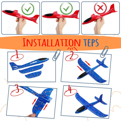 CACASO 6 Pack Foam Airplanes Toys,17.5" Large Glider Airplanes for Kids Toddler,Airplane Toys with 2 Flight Mode,Flying Styrofoam Plane for Outdoor Sport,Birthday Party Favors
